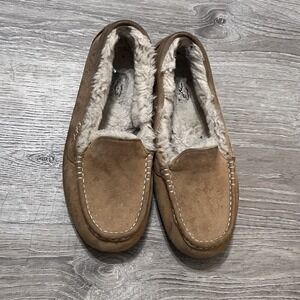 UGG Ansley Slippers Shoes Women Size 10 Beige Suede Shearling Lined 3312